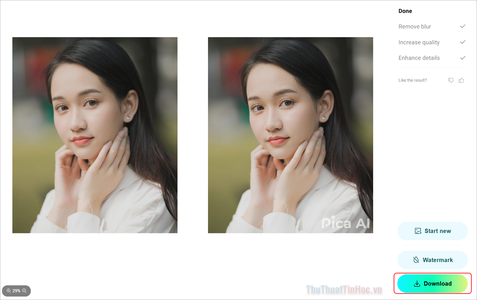 Chọn Download để tải hình ảnh về máy tính