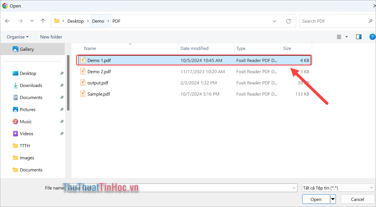 Chọn file PDF cần dịch bằng ChatGPT