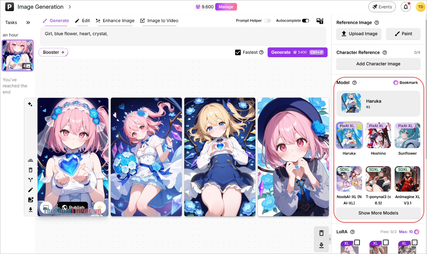 PIXAI sẽ tự động tạo ảnh Anime từ những từ khóa bạn đã cung cấp ban đầu