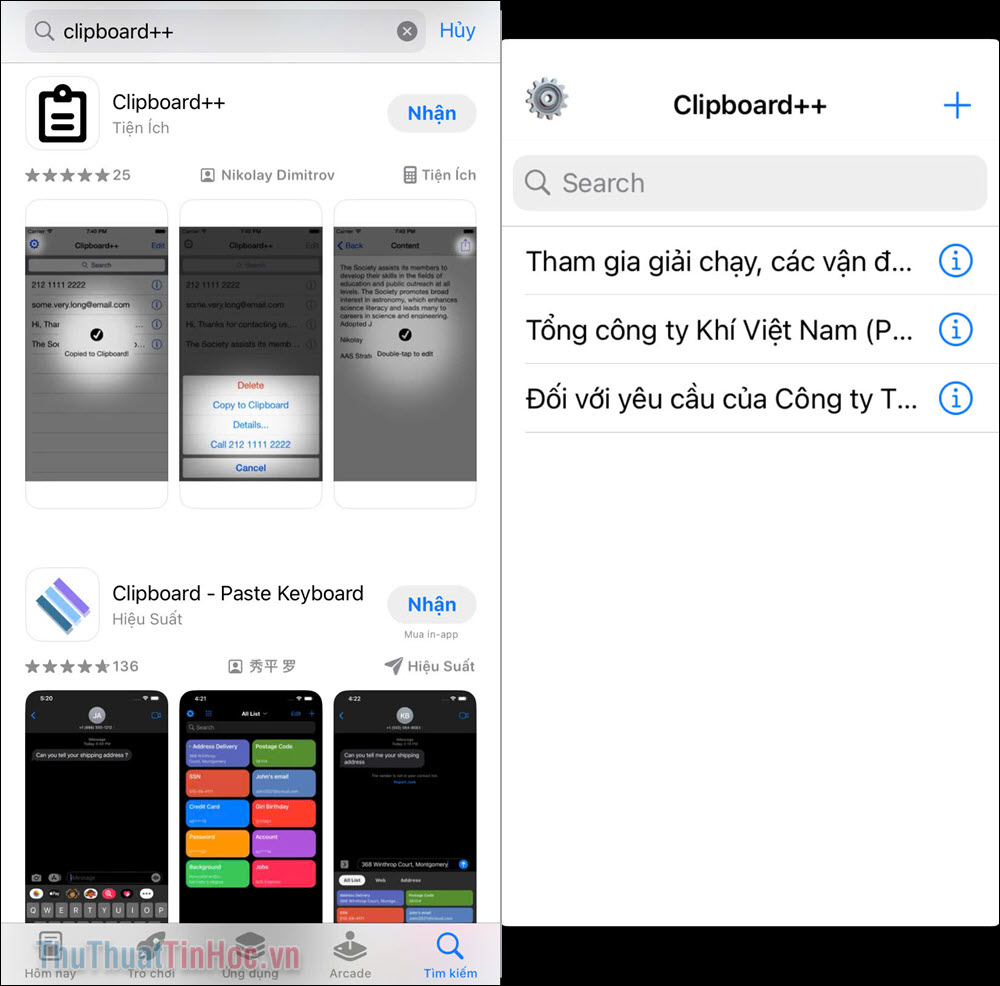 Cách xem nội dung copy trên iPhone bằng App Clipboard++