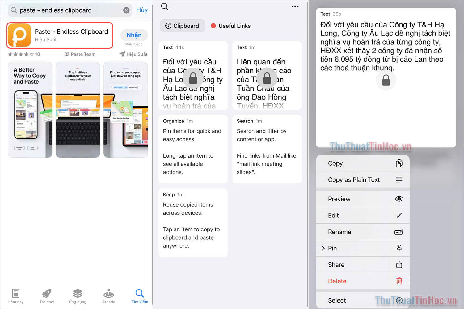 Cách xem nội dung copy trên iPhone bằng App Paste – Endless Clipboard