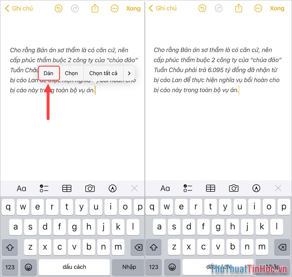 Cách xem nội dung đã Copy trên iPhone bằng Ghi chú