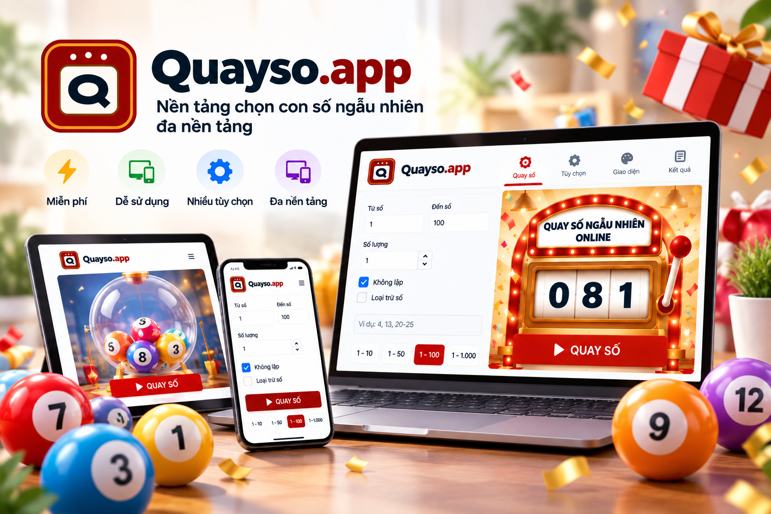 Quayso.app - Nền tảng chọn con số ngẫu nhiên đa nền tảng