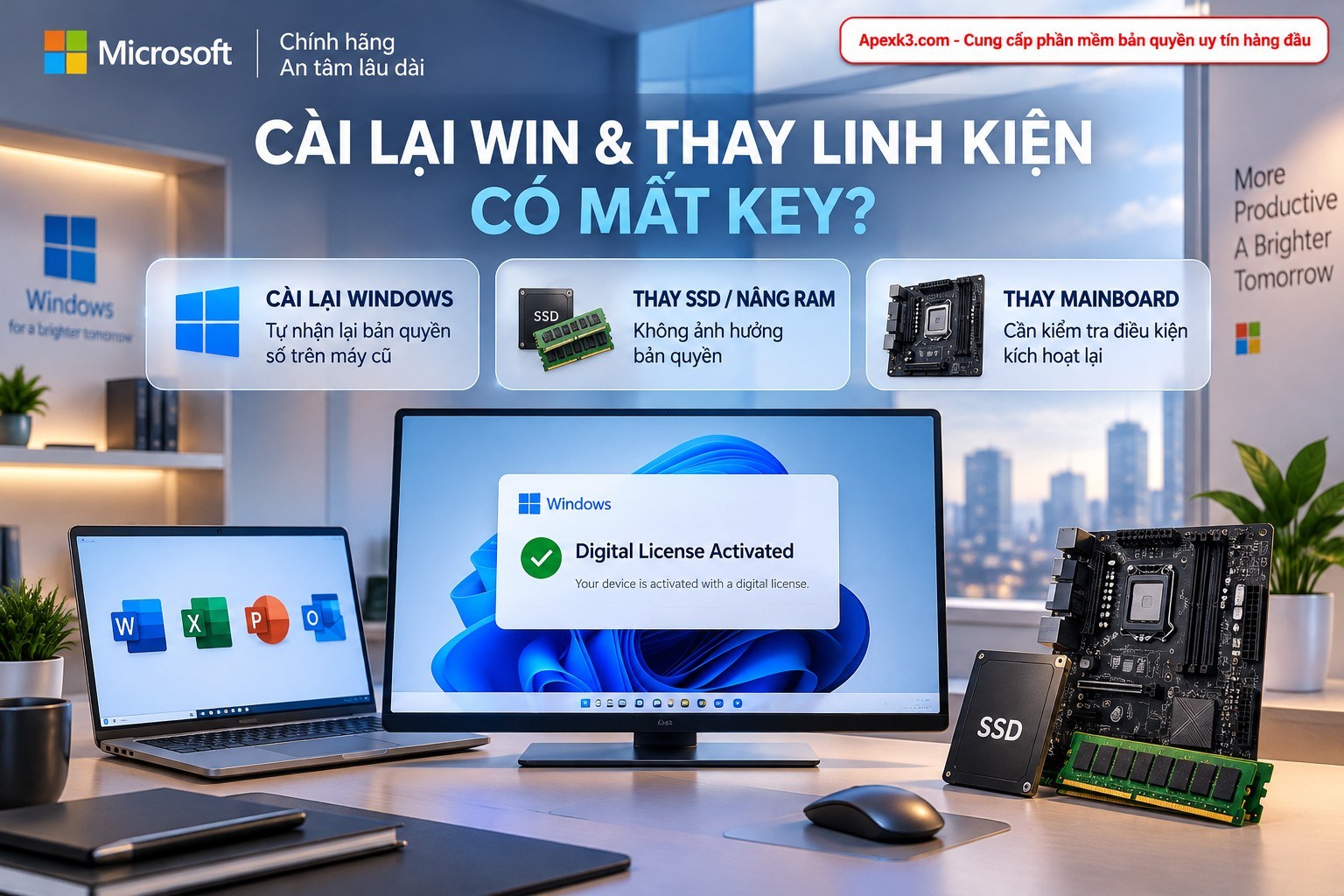 Cài lại Windows hoặc thay linh kiện có mất bản quyền không Cài lại Windows hoặc thay linh kiện có mất bản quyền không